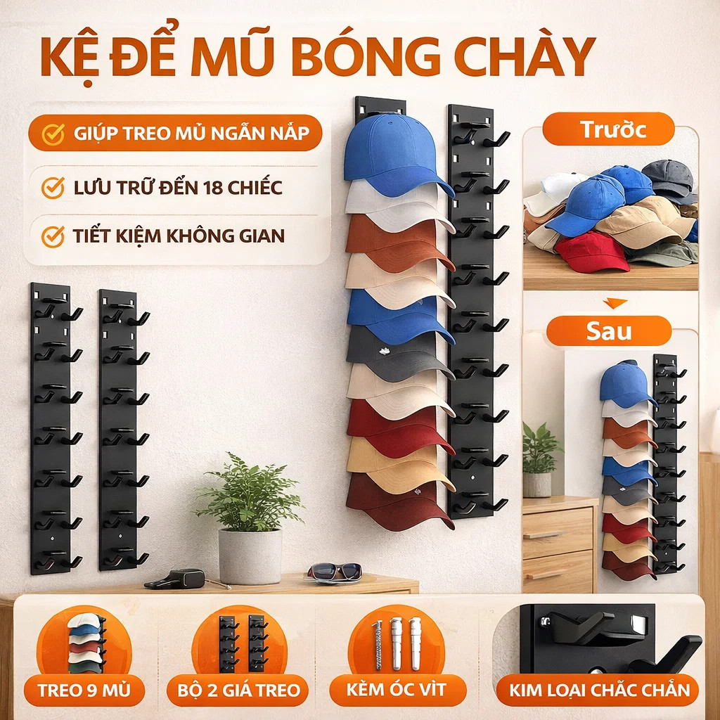 ⚡COD⚡Kệ để mũ bóng chày / Kệ lưu trữ đa năng / Kệ lưu trữ gia đình / Kệ để mũ bóng chày/Kệ trưng bày mũ bóng chày/tủ quần áo trong trung tâm mua sắm/kệ sắt để đồ đa năng
