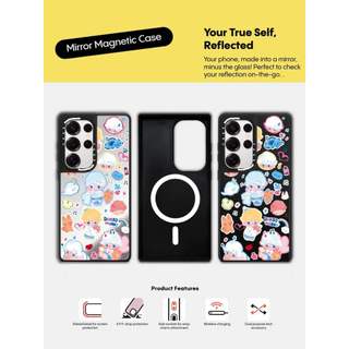 CASECASE X The World of DIMOO Case Matte Black & Sliver Mirror Vỏ hút từ tính Samsung Galaxy S26 S25 S24 S23 Ultra Plus Mặt sau cứng có hộp khắc logo