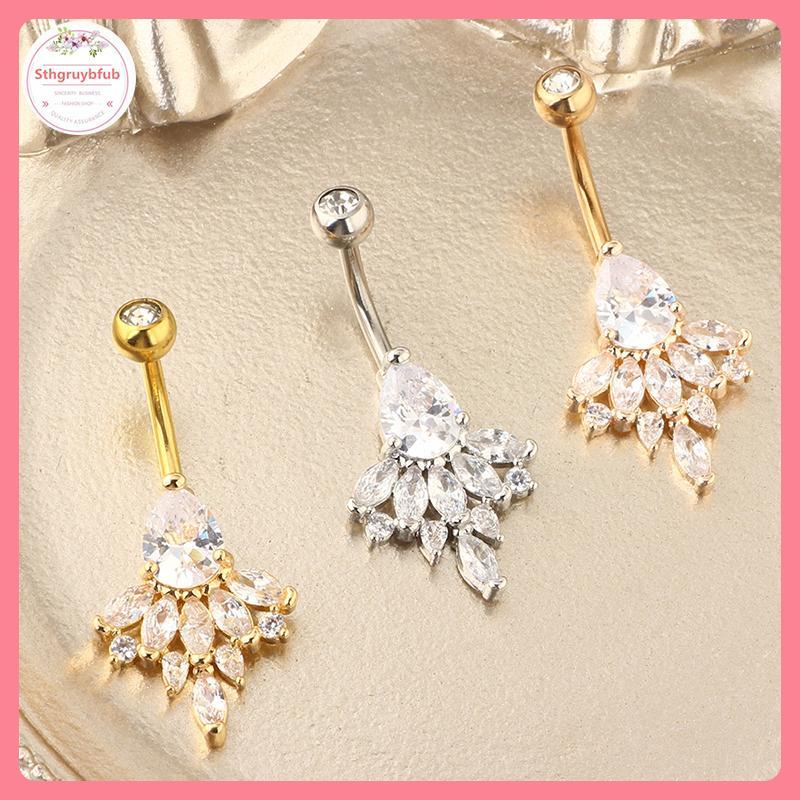 Nhẫn Rốn Zircon Steel Không Gỉ Cho Nữ - Phong Cách Punk Trend