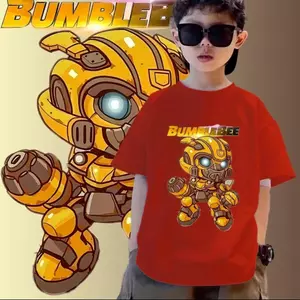 Bumblebee Áo Thun, Đẹp, In Tay, Ngắn Tay, Thoải Mái, Tròn Cổ, Cho Bé, 230gms