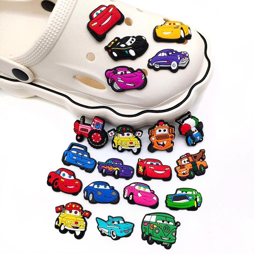 Charm gắn dép : Xe hơi họạt hình - Full bộ 20 chi tiết siêu hot hit- sẵn nút gắn - Charm oto gắn dép- Sticker oto