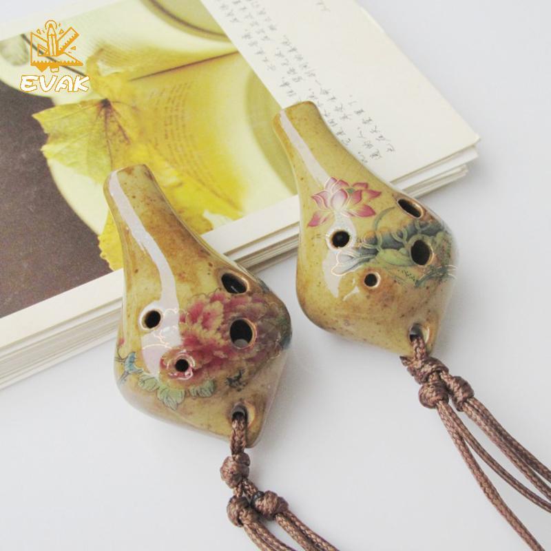 Alittlesetrtu Sáo Ocarina nhỏ 6 lỗ - Nhạc cụ dành cho người mới bắt đầu - Mặt dây chuyền gốm VN