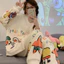 Flannel Bộ Đồ Ngủ Nữ Mùa Đông Dày Plus Lông Cừu Sinh Viên Hoạt Hình Dễ Thương Cardigan Loungewear Bộ Đồ Hai Mảnh