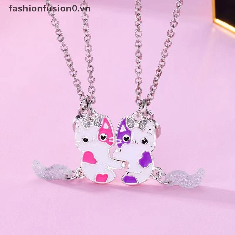 [FHF] 2 Cái / bộ Dây Chuyền Hình Mèo Hoạt Hình Bạn Bè Thân Nhất Nelace BFF Tình Bạn Trẻ Em Món Quà Trang Sức Cho Bé Gái MỚI