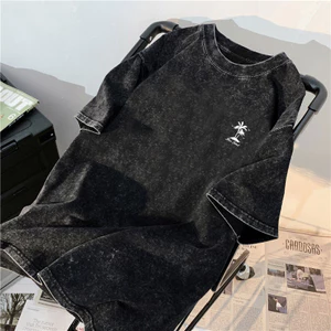 Áo thun ngắn tay unisex - Cổ tròn, phong cách đường phố - 100% cotton - Họa tiết thường ngày - Dáng rộng