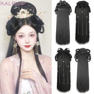 PENTAXZR Tóc Giả Cổ, Chụp Ảnh Tổng Hợp Nữ Hanfu Tóc Giả, Phụ Kiện Khiêu Vũ Tóc Giả Màu Đen Cổ Phối Tóc Bun Tóc