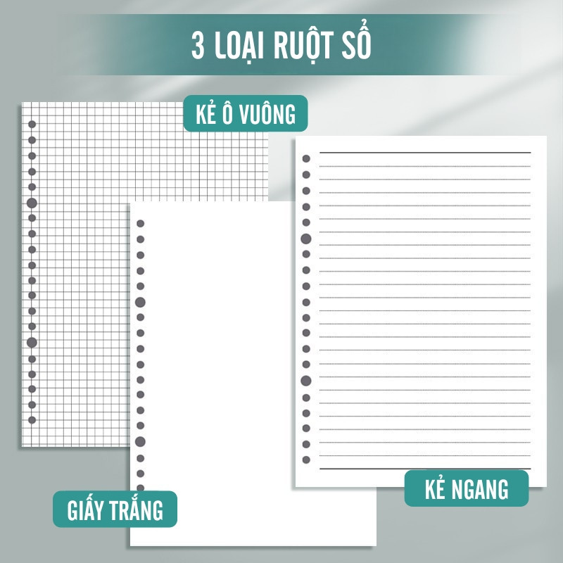 Sổ Tay Ghi Chép B5/A5 - Sổ Còng Thay Được Giấy Linh Hoạt, Vở Kẻ Ngang Viết Planner Cho Học Sinh , Hữu Ích Mỗi Ngày
