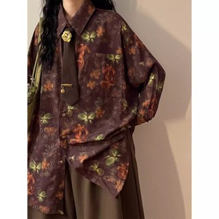 Áo sơ mi nam ESEA dài tay phong cách retro Nhật Bản in hoa thoáng khí thiết kế phong cách Hồng Kông