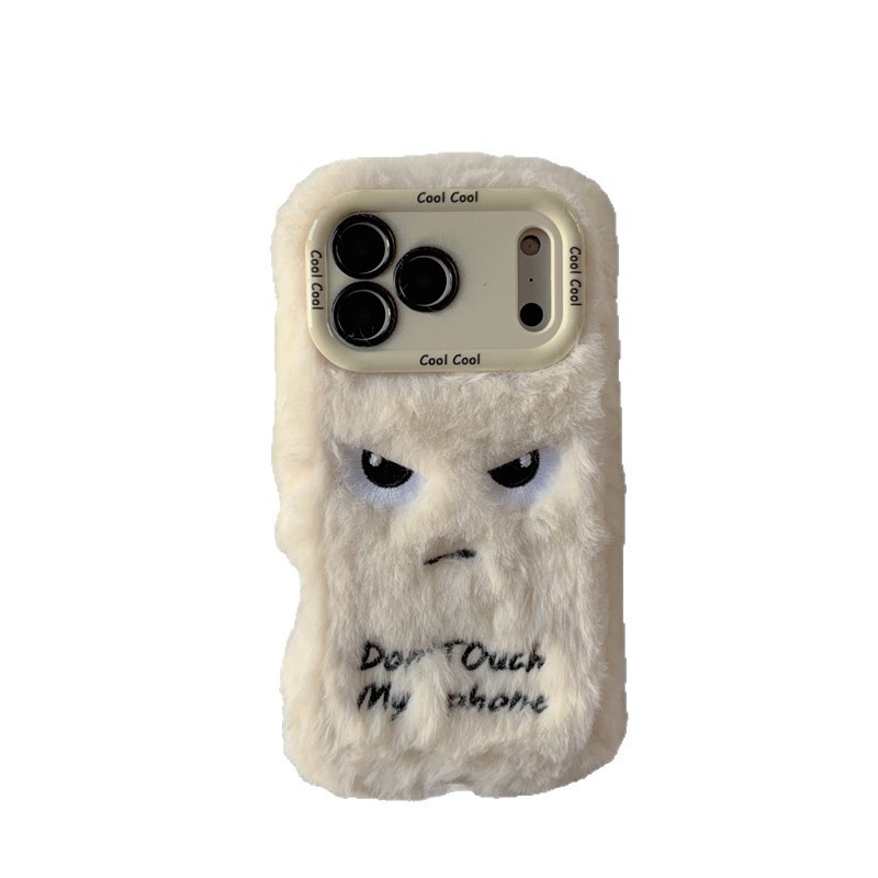Biểu hiện ngộ nghĩnh Apple 16promax Plush iphone17pro / 14 Vỏ bảo vệ giá đỡ ống kính hoạt hình
