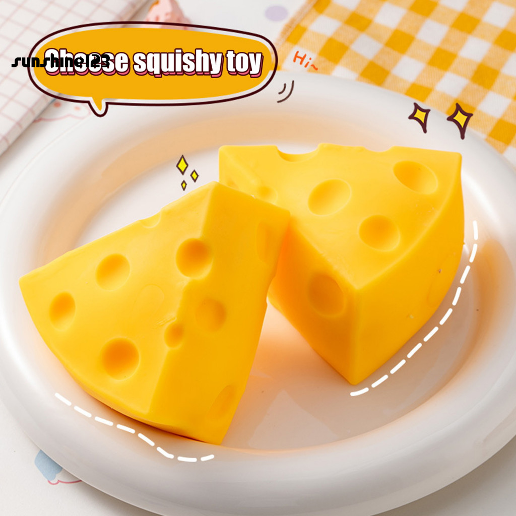 Đồ chơi bóp phô mai mô phỏng hình tam giác/vuông, giảm căng thẳng, Squishy Fidget, mềm, cầm tay cho trẻ em và người lớn