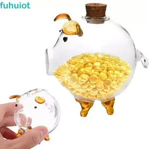 FUHUIOT Piggy Money Bank, Hộp tiết kiệm tiền xu nhẹ hoạt hình, Hộp đựng đậu vàng có thể nhìn thấy đa năng thủ công dễ thương Trang trí nội thất