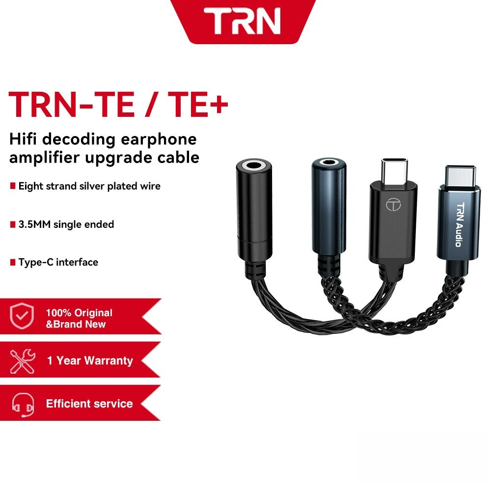 TRN TE / TE + DAC AMP Adapter Type-C Sang 3.5mm Cáp Âm Thanh Chip Tai Nghe Khuếch Đại PCM 192kHz Cho KZ IMEs