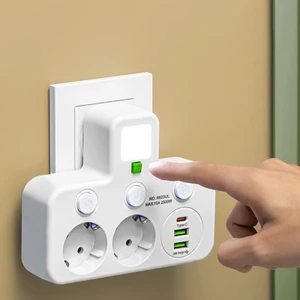 Dải nguồn tiết kiệm không gian với nhiều ổ cắm và sạc USB tiện lợi