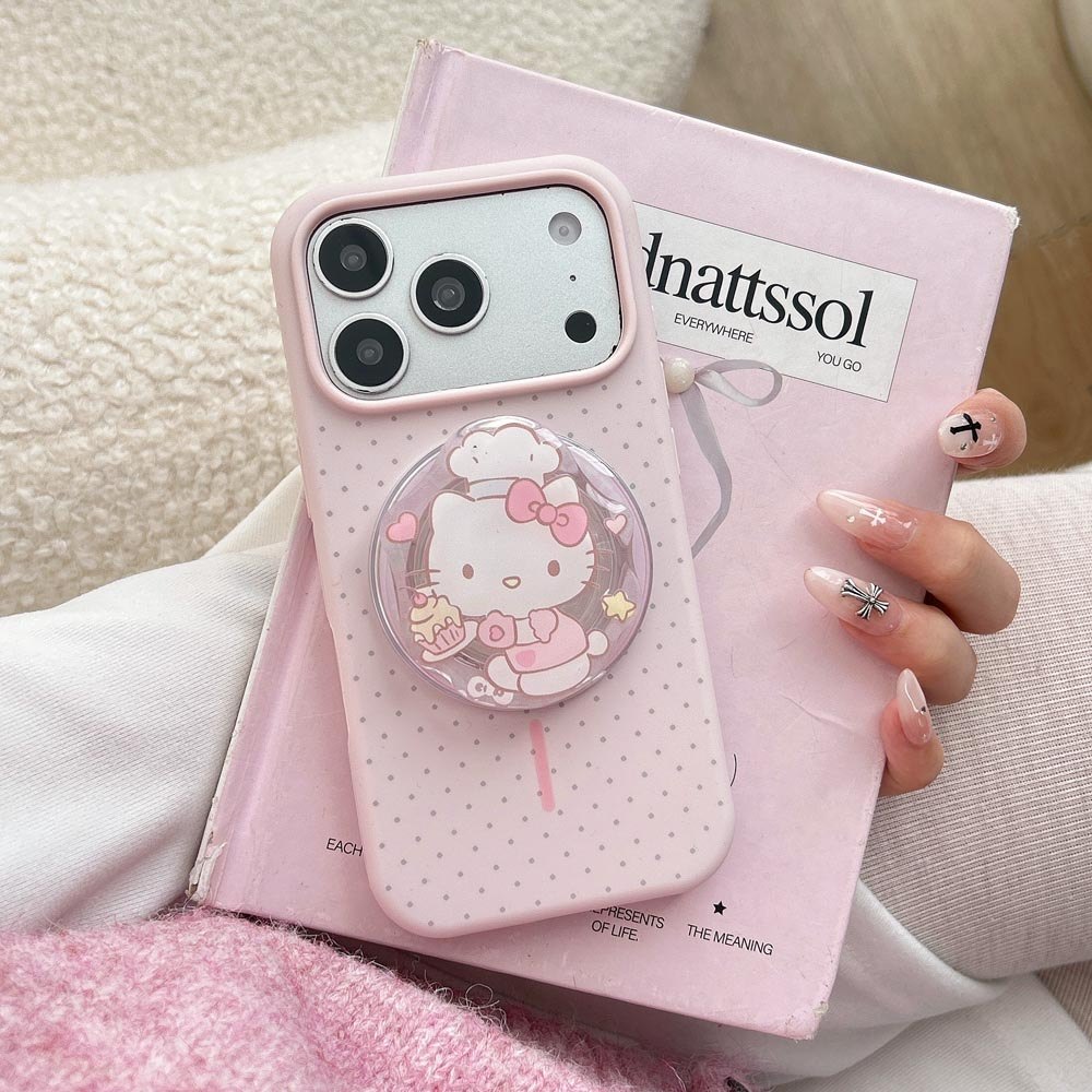 Ốp lưng TPU Tương thích với iPhone 13 14 14Pro 14ProMax 15 15Pro 15ProMax 16 16Pro 16ProMax 17 17Pro 17ProMax Vỏ nam châm họa tiết chấm bi màu hồng