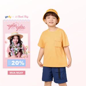 Áo thun bé trai YODY túi hộp Cotton USA single thoáng mát co giãn nhẹ BKTS25S019