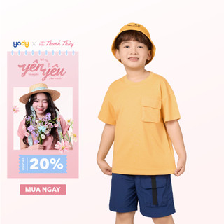 Áo thun bé trai YODY túi hộp Cotton USA single thoáng mát co giãn nhẹ BKTS25S019