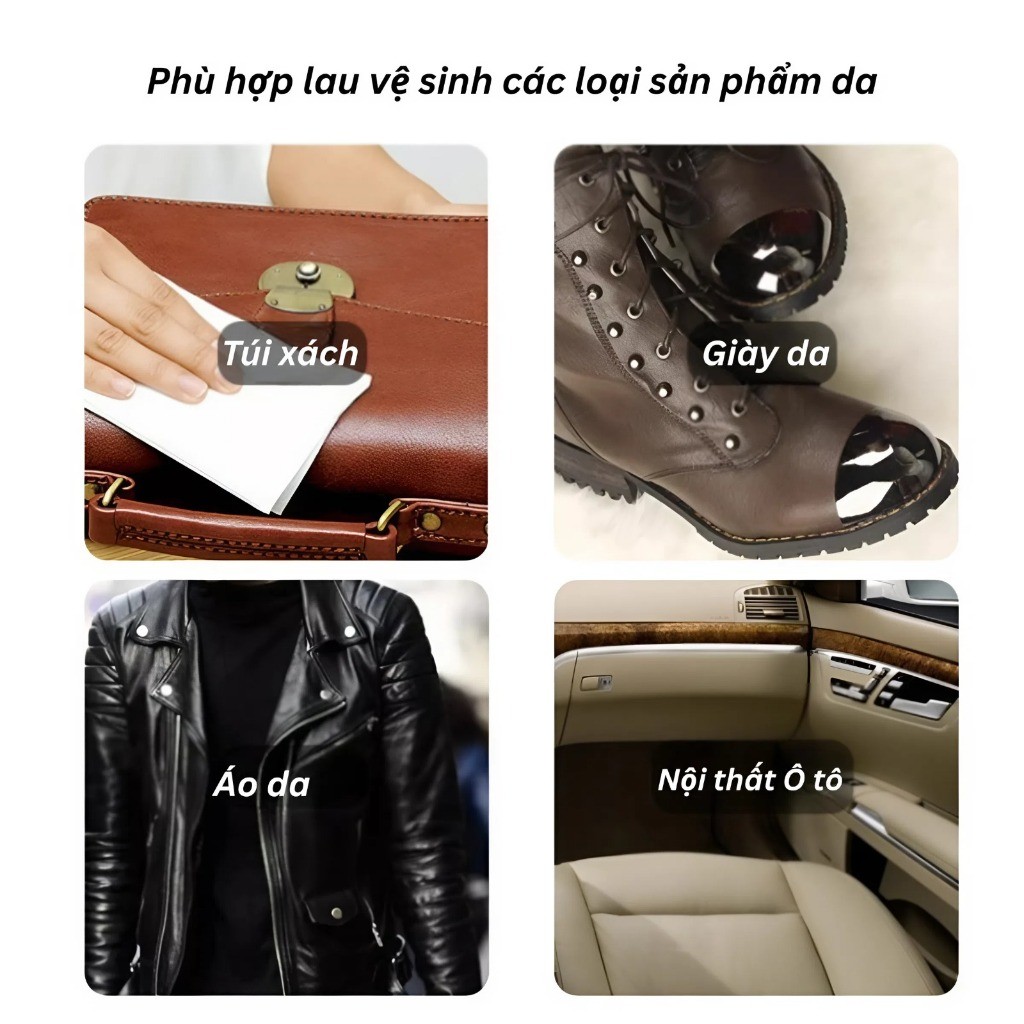 Khăn Ướt Lau Vệ Sinh Nội Thất Ô Tô, Làm Sạch Ghế Ô Tô, Dưỡng Bóng, Lau Sofa Giày Da Túi Da