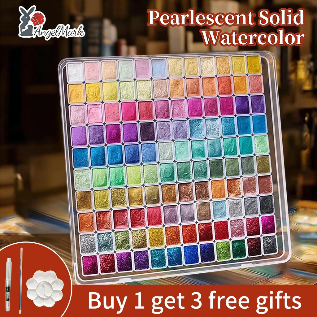 Angel Mark Pearlescent Solid Watercolor Paint Set Màu Sắc Sống Động Móng Tay Nghệ Thuật Thủ Công DIY