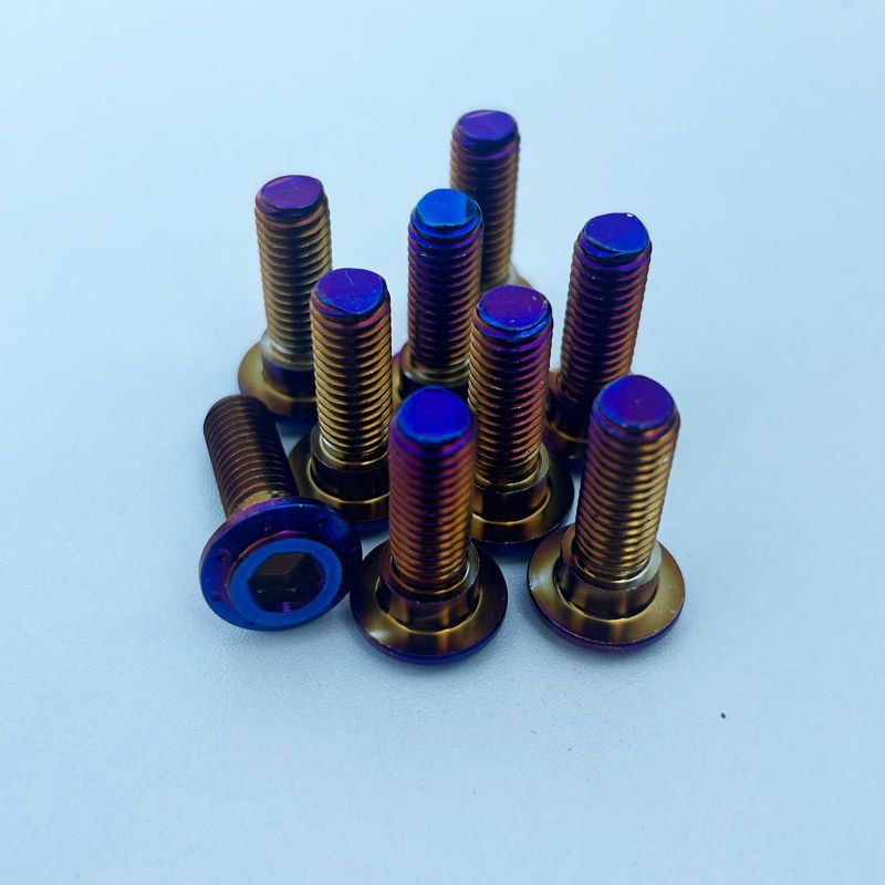 Đinh tán lục giác mặt bích M8*25 dùng cho xe điện/xe máy, phanh đĩa lớn, màu vàng xanh