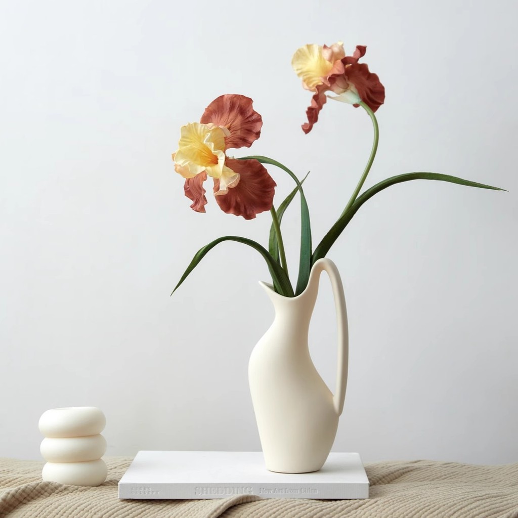 Bó hoa nghệ thuật nhân tạo Iris cao cấp, tranh sơn dầu, trang trí bàn ăn, cảm giác thực tế