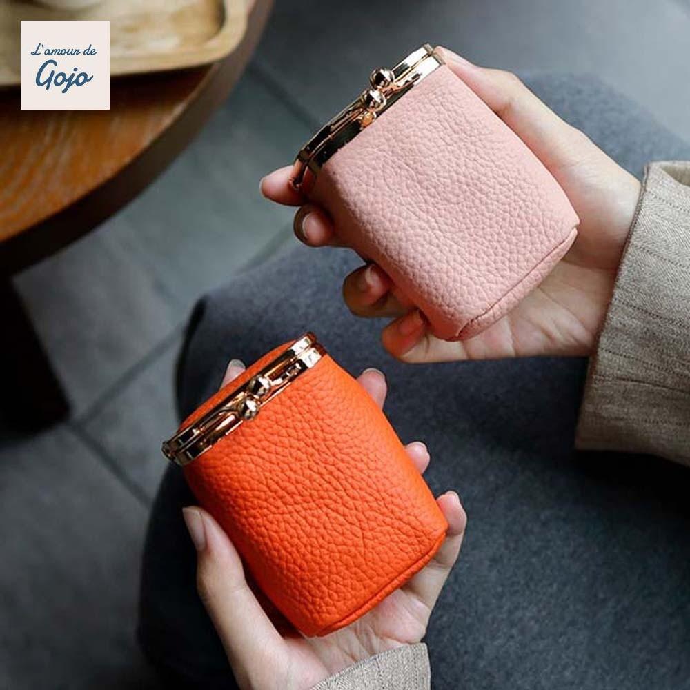 Túi đựng đồ trang sức bằng da GOJO, Tinh tế có gương Kiss Lock Ví đựng tiền xu, Mua sắm Túi đựng đồ nhỏ cầm tay cổ điển đơn giản dành cho nữ