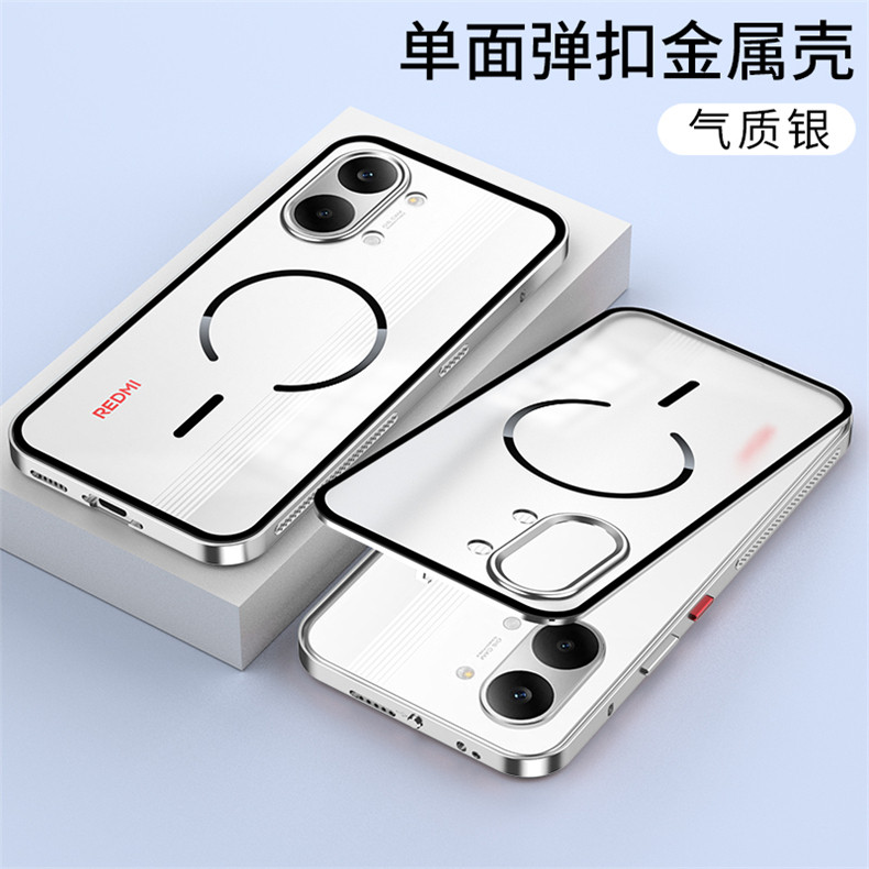 Ốp Nam Châm Cho Xiaomi POCO X8 Pro Max Redmi Turbo 5 5Max 5G Vỏ Cảm Giác Da Sạc Không Dây Hợp Kim Nhôm Khung Kim Loại Vỏ Matte Trong Suốt Acrylic