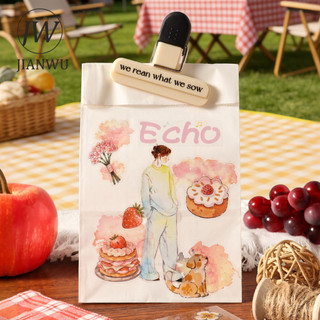 JIANWU Hướng Dẫn Để Hạnh Phúc Series Vintage Cây Hoa Dã Ngoại Phong Cảnh Chất Liệu Cắt Dán PET Nhãn Dán Tạp Chí Sáng Tạo Văn Phòng Phẩm
