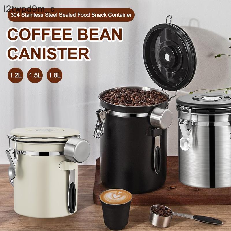 Cod 1.2-1.8L thép không gỉ cà phê Canister với ngày Tracker & Scoop mới