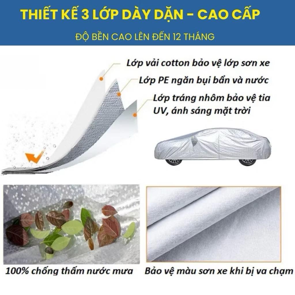 Bạt Phủ ô tô che nắng 3 lớp tặng kèm 1 khăn lau xe và 2 viên sủi rửa kính