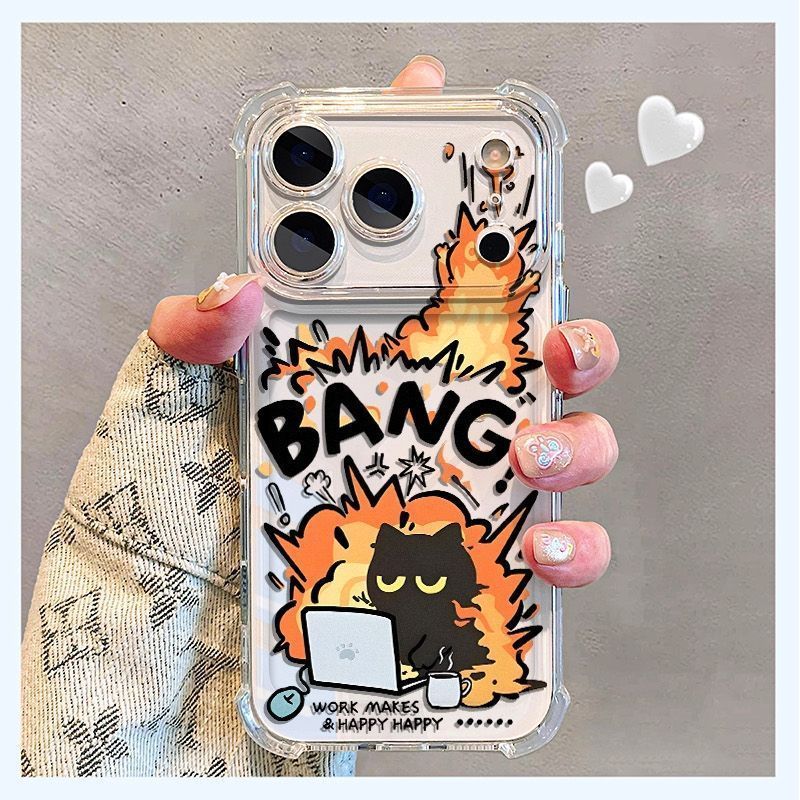 Angry Cat cho 16 trường hợp iPhone 17Air Quad chống ngã 14 13 11Pro