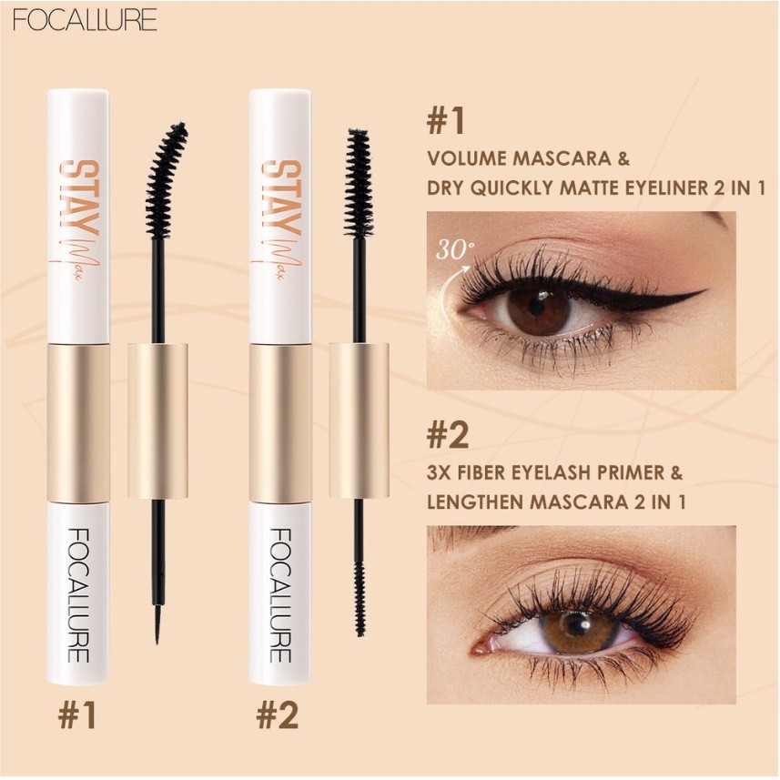 Mascara Kiêm Bút Kẻ Mắt / Chuốt Mi Dạng Sợi FOCALLURE FA160 2 Trong 1 Chống Thấm Nước Lâu Trôi 28g
