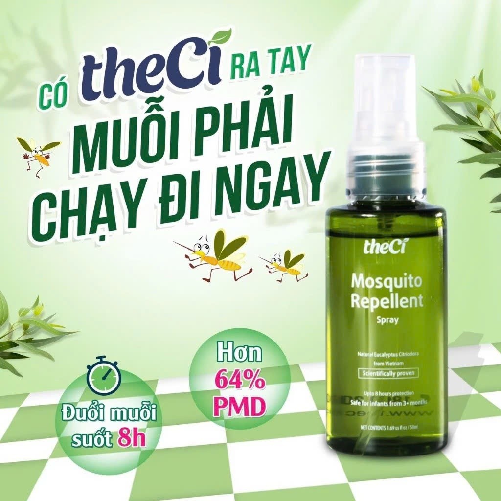 Xịt đuổi muỗi Theci an toàn cho mẹ và bé, hiệu quả đến 8 giờ