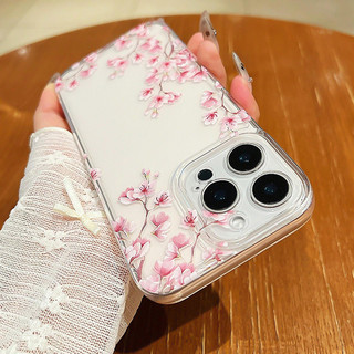 Hoa Đào Hồng Thích Hợp Cho Apple 17promax Ốp Điện Thoại iPhone17 / 16 / 15 Trong Suốt 14 Sáng Tạo 13pro206.3.9