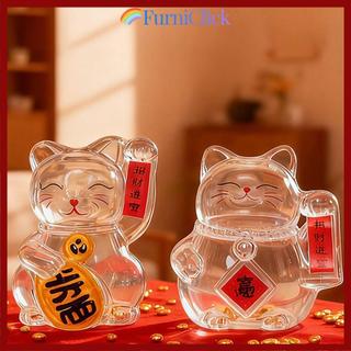[Giao hàng từ Việt Nam] FURNICLICK Piggy Bank, Lọ đựng tiền thủy tinh, Chai đựng đậu vàng hình mèo may mắn hoạt hình Mini dễ thương để trang trí văn phòng phòng phòng khách