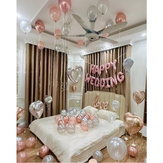 Set Bóng Trang Trí Phòng Cưới, Bóng Bay Trang Trí Phòng Cưới [TẶNG 100 CÁNH HOA HỒNG LỤA] DF37