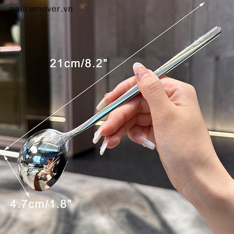 [NR] Bộ Thìa Inox Hàn Quốc Tay Cầm Dài, Thìa Đá, Thìa Ăn Gia Đình, Dùng Cho Bữa Tối Mới