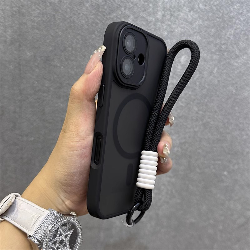 Vỏ silicon mờ chống vân tay bán trong suốt cho iPhone 17 Air 16 15 14 13 12 Pro Max có dây đeo chống sốc