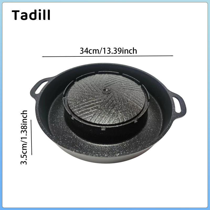 Chảo Nướng Tròn Chống Dính 2 Trong 1 Lẩu Nướng Lưới Bề Mặt Nhôm Thiết Bị Nấu Ăn Di Động Thích Hợp Cho Ăn Ngoài Trời Nhà Bếp