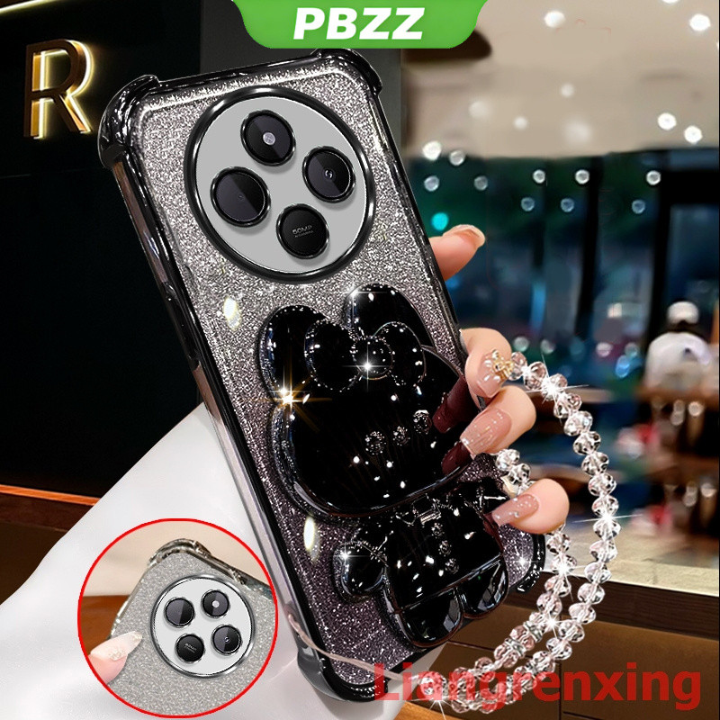 FOR ốp lưng Ốp điện thoại cho redmi 14c poco c75 2024 5g, vỏ mềm chống sốc, thiết kế mới, gương trang điểm thỏ có giá đỡ, dây buộc SJSFTUZJ02
