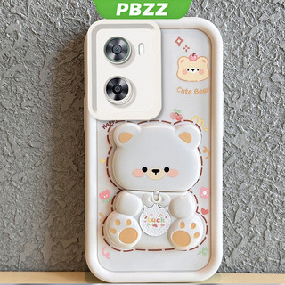 Ốp Lưng Cho OPPO A57 2022 4g Oppo a77s 5g Vỏ Điện Thoại Vỏ Mềm Silicon Chống Sốc Thiết Kế Mới Thẩm Mỹ Gương Xoay Gấu Dễ Thương Có Giá Đỡ JTXXZJ01