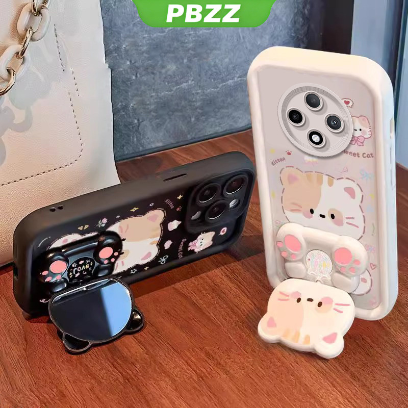 Ốp Lưng Cho redmi 14C 5G poco c75 c71 poco F7 M7 PRO 5G Vỏ Điện Thoại Vỏ Mềm Silicon Chống Sốc Thiết Kế Mới Thẩm Mỹ Mèo Hoạt Hình Có Giá Đỡ Cho Gương JTMMZJ01