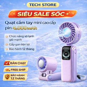 Quạt Mini Cầm Tay 4000mAh 100 Cấp Gió Màn Hình LED – Quạt Cầm Tay Mini Làm Mát Nhanh, Pin Trâu, Quạt Mini Du Lịch