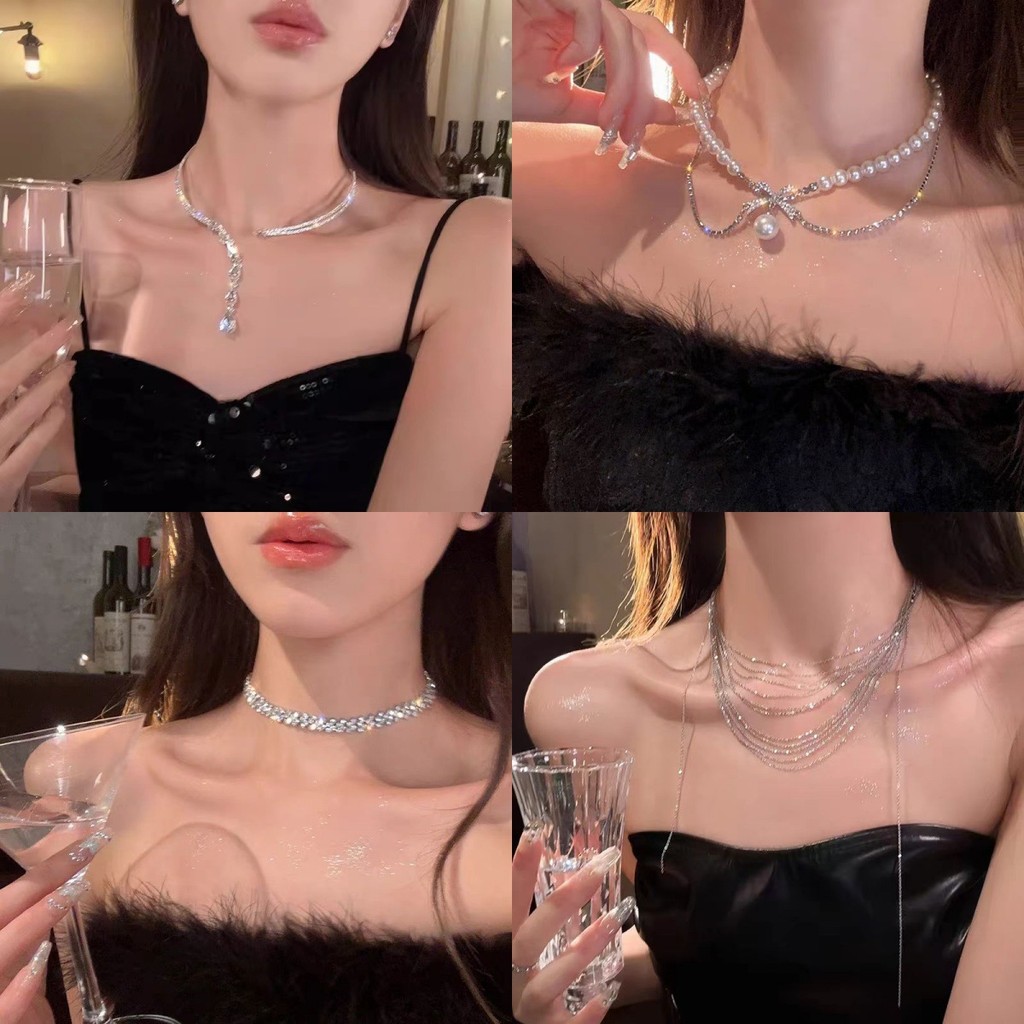 Lấp lánh ánh sáng xa xỉ xương đòn chuỗi vòng cổ nữ ins thủy triều tinh tế khí chất trăm đáp ứng cổ chuỗi trang sức