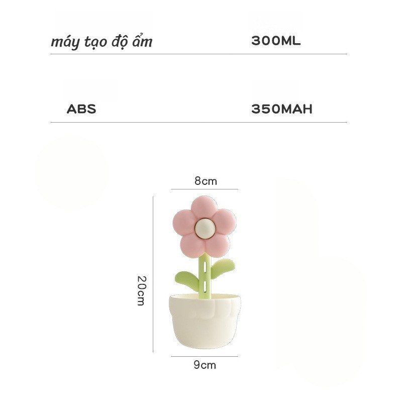 Máy tạo độ ẩm hoa siêu yên tĩnh nhỏ gọn dễ mang dung tích lớn đặt bàn dùng ngủ bảo vệ da khô chất
