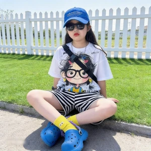 Quần short áo thun hoạt hình hai mảnh thường ngày mùa hè cho bé gái 90-170 Size SI2S