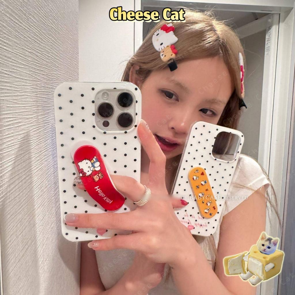 Kitty Ốp điện thoại hình vòng gấp vô hình tùy chỉnh có chân đế vô hình dễ thương cho iPhone 13 14 15 12 11 17 Pro Max