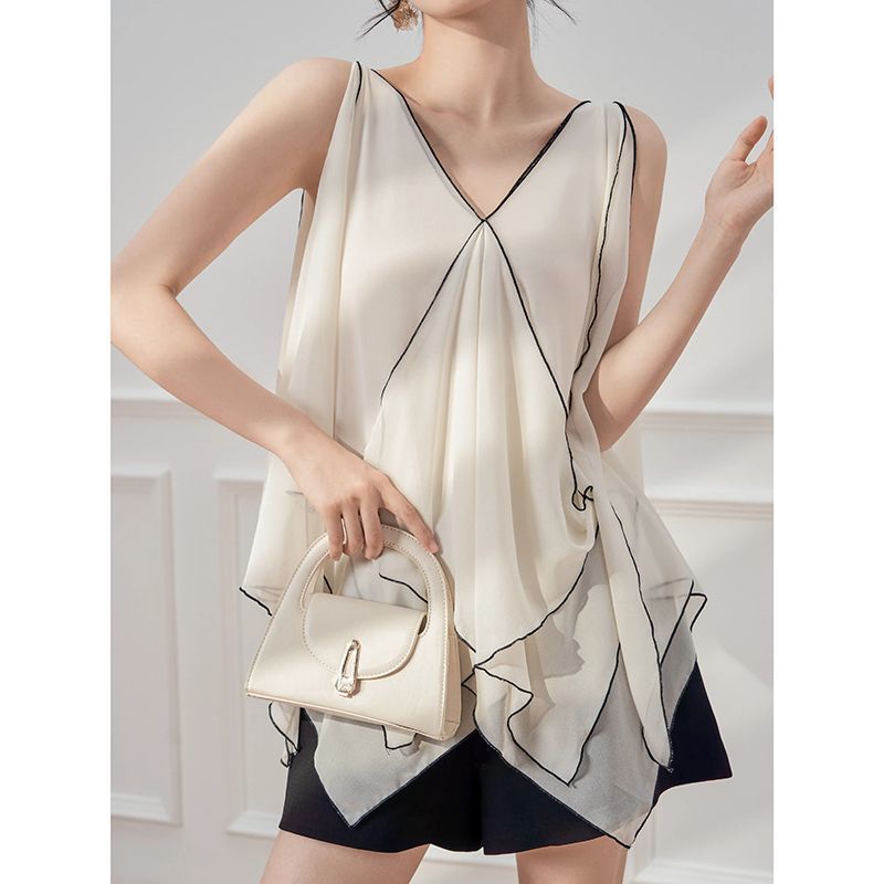 <![Giảm giá 50%] Áovest không tay cổ chữ V cao cấp, thích hợp mùa hè, size rộng rãi dành cho nữ