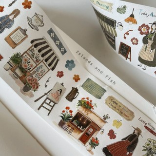 Washi tape PET tape Yier bế viền Tea Party vibe cổ điển