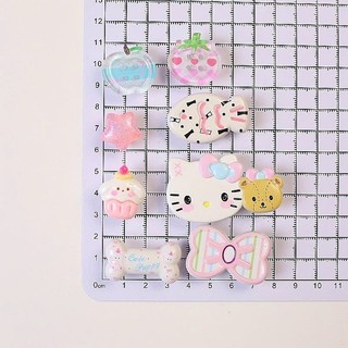 Set Charm Hello Kitty Thỏ Gấu Pastel Cute Kawaii Mini – Charm Nơ Tim Ngôi Sao Trong Suốt Phụ Kiện Trang Trí Dép Dép Sục