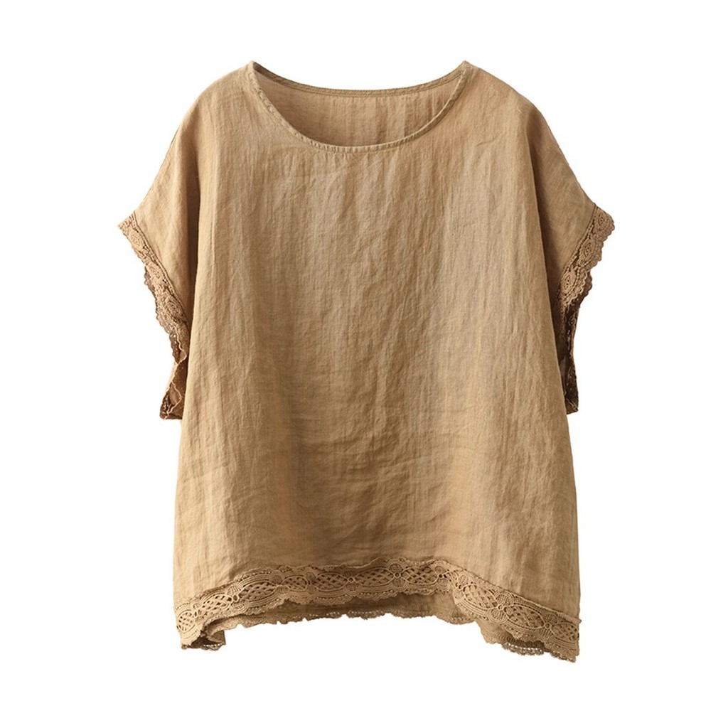 Bộ đồ thời trang mùa hè dành cho nữ, gồm áo rộng rãi và quần short ống rộng, chất liệu cotton lanh